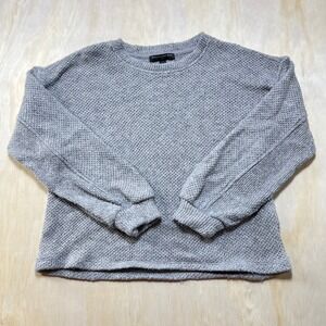 Banana Republic Petite Gray Textured Knit Crewneck Sweater Size S